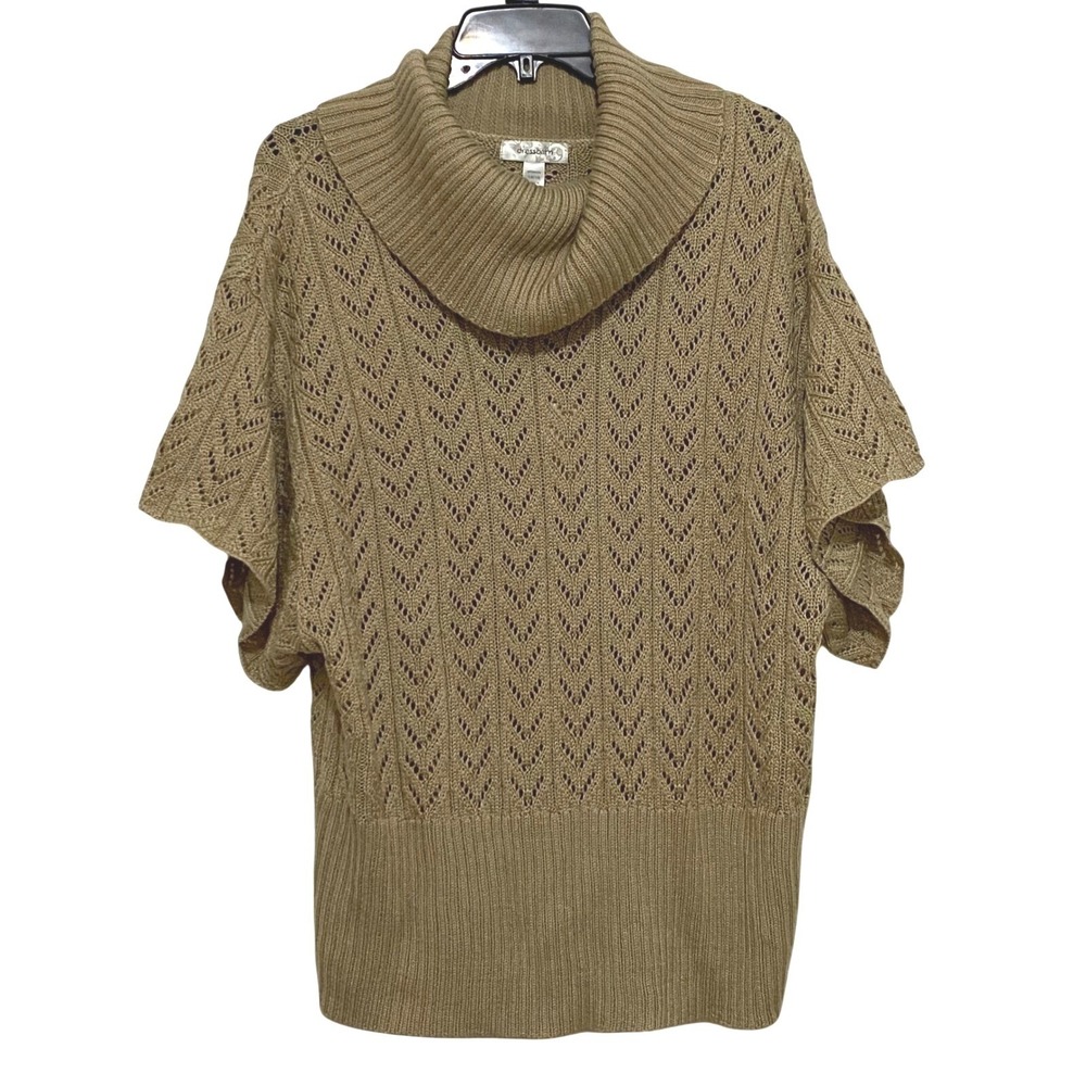 Cowl Neck Pointelle Knit Sweater Womens 14/16 Dolman Sleeve Super Soft Cozy Chic